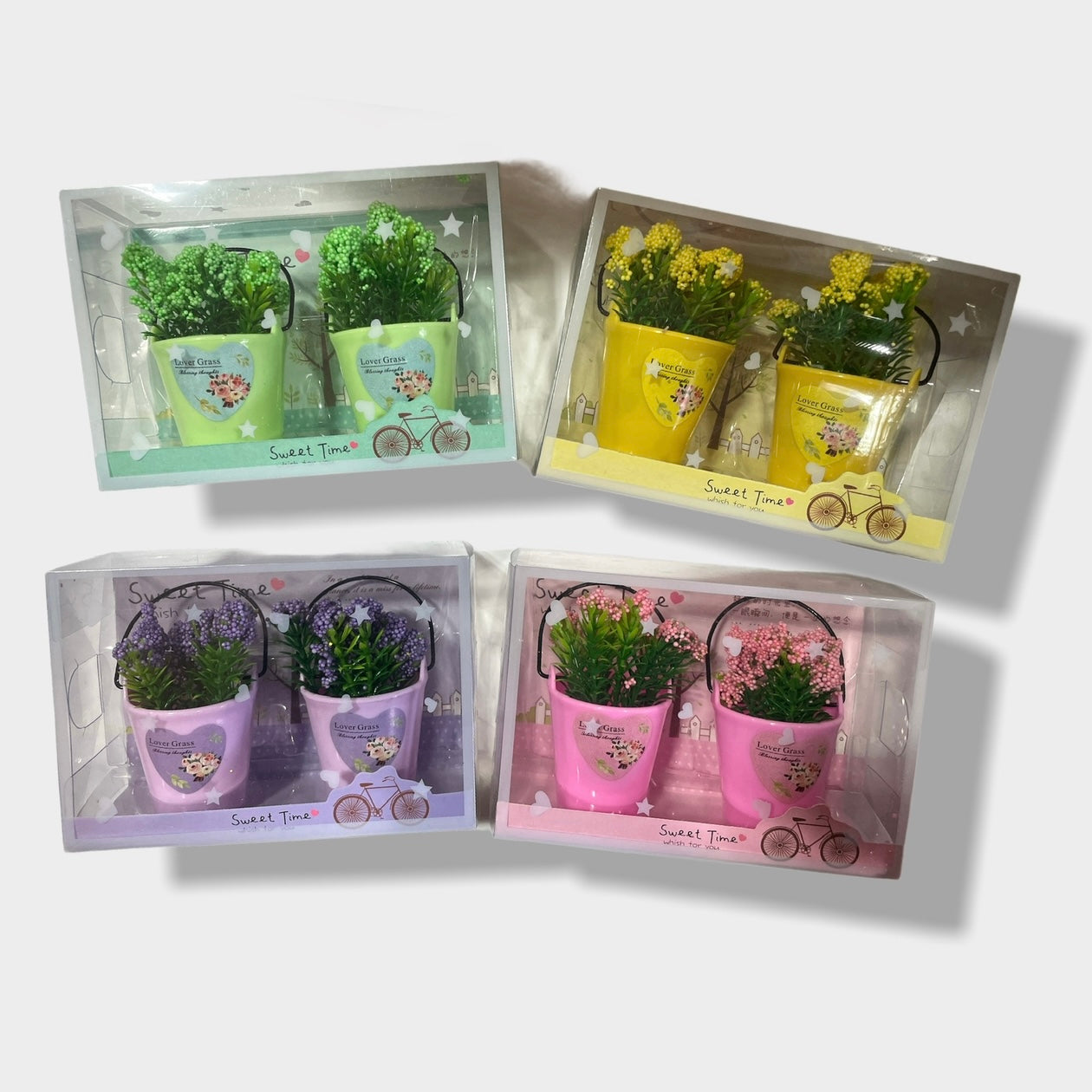 Set macetas decorativas x2 - flores artificiales